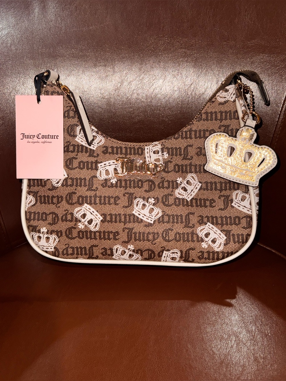 Juicy Couture Simply Sweet Crown Shoulder Bag Chestnut Chino NWT Y2K
